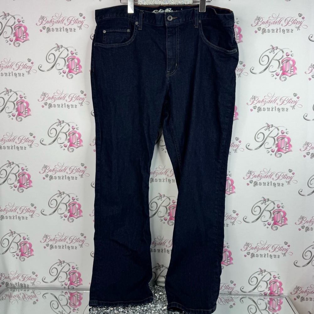 Eddie Bauer jeans straight Dark Blue Denim Jeans silver buttons